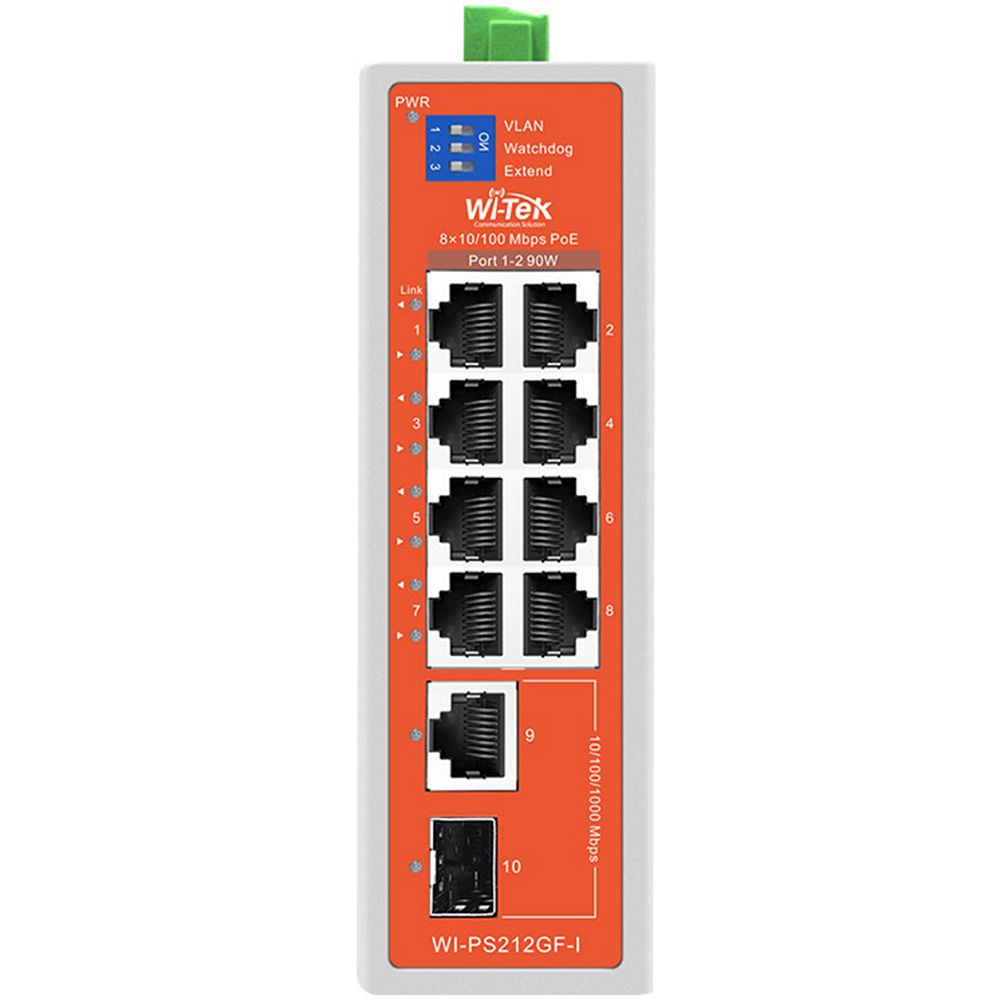 Witek PoE-Switch, 8 Ports PoE, 250 m, Desktop, DIN-Schiene, Wand-2