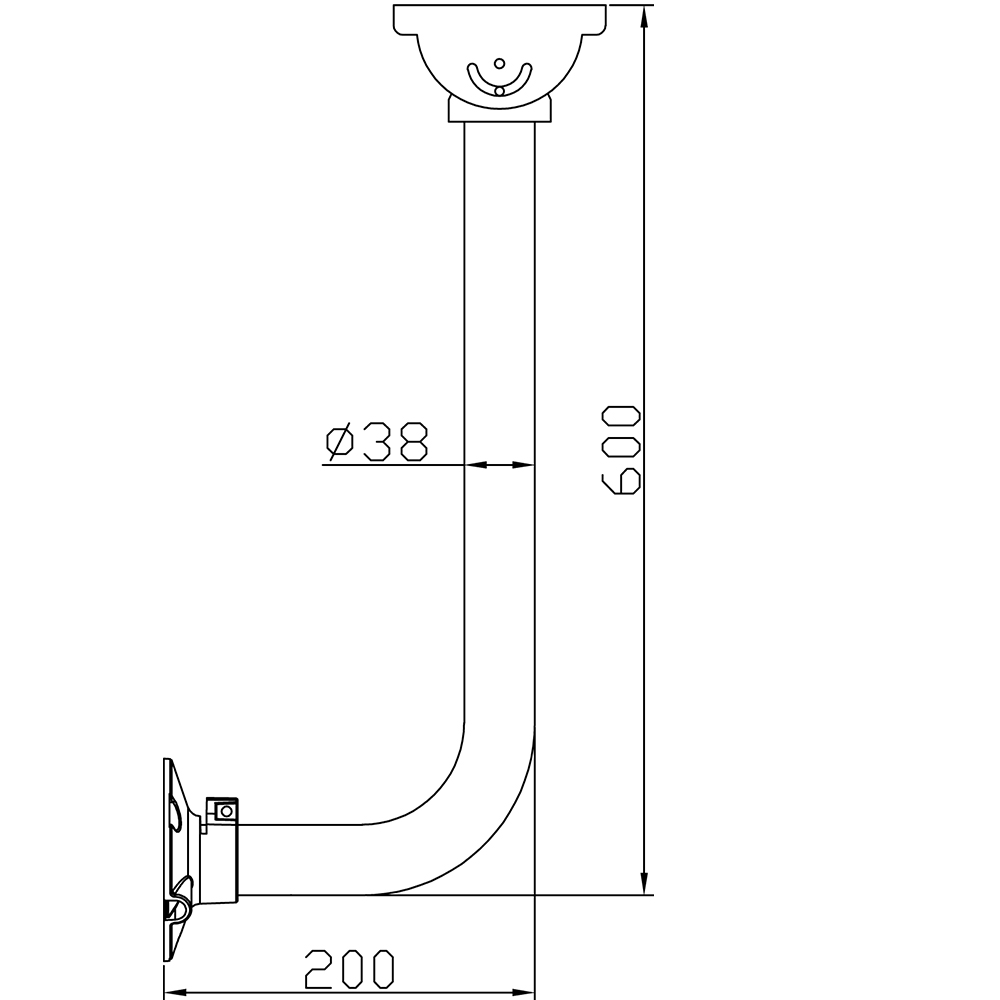Hängeadapter gewinkelt, Ø38mm, 200x600mm-2