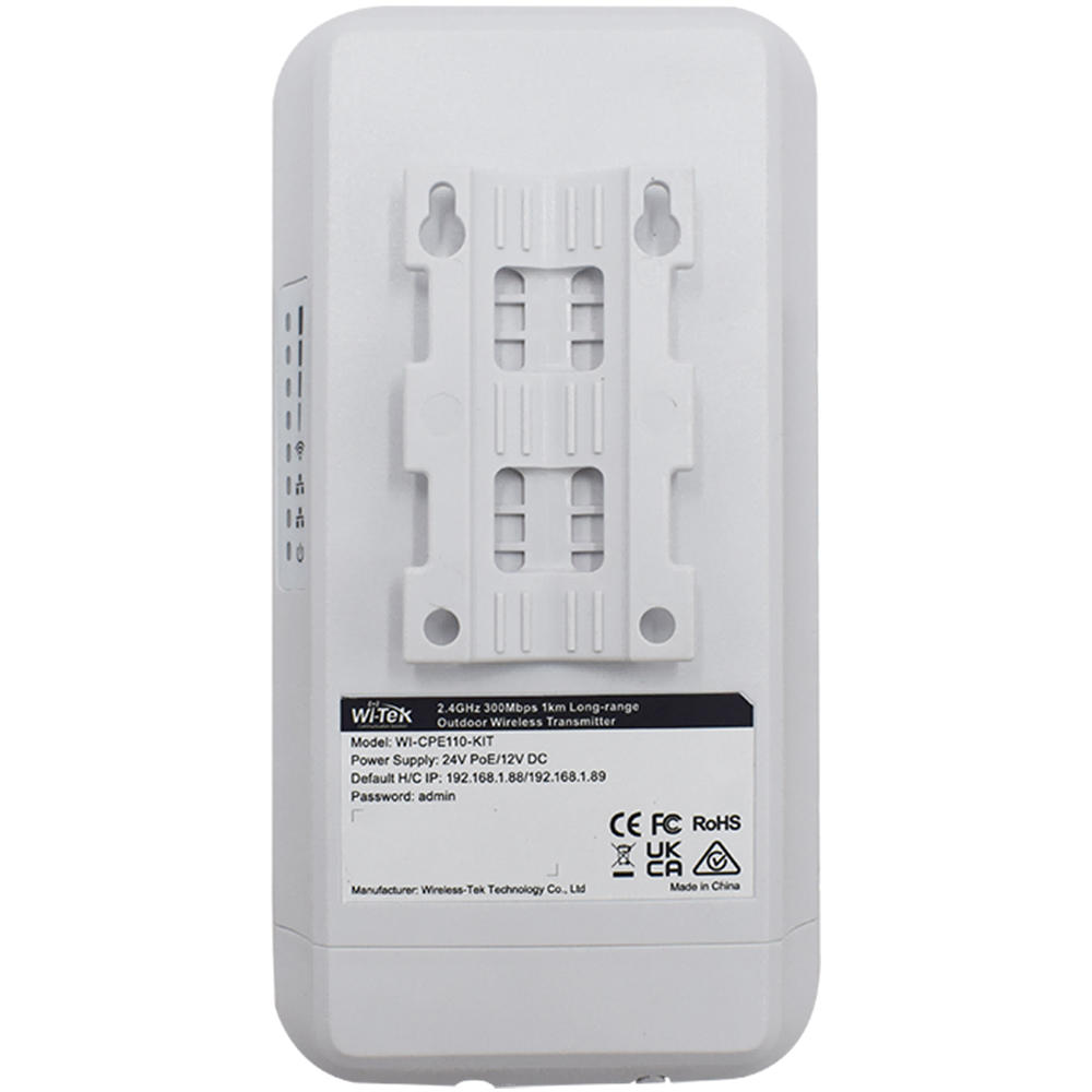 Wi-Tek WLAN Transmitter, 1 Paar, 2 Ports, 2,4 GHz, 1 km Reichweite, IP65, weiß-1