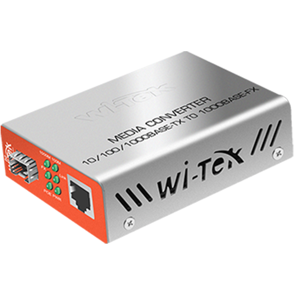 Wi-Tek Glasfaser-Konverter, 1 Port SFP, 1 Port PoE, silber-1