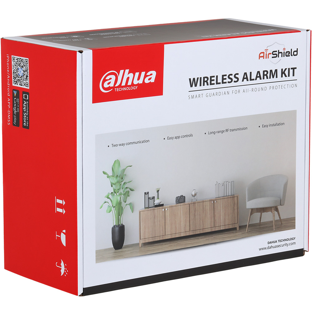 Dahua Funk-Alarmzentralen-Set, 150 ML, 868,0 - 868,6 Mhz, Bewegungsmelder, Türkontakt, Handsender, weiß-1