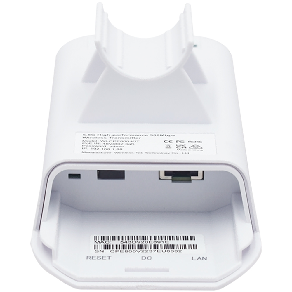 Wi-Tek WLAN Transmitter, 1 Paar, 1 Port, 5 GHz, 5 km Reichweite, IP65, weiß-2