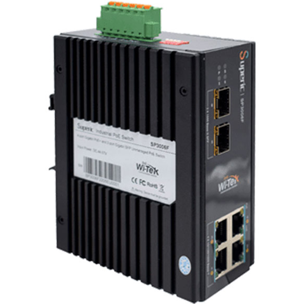 Witek PoE-Switch, 6 Ports, 4 Ports PoE, 2 Ports SFP, 250m, unmanaged, Desktop, DIN-Schiene-3
